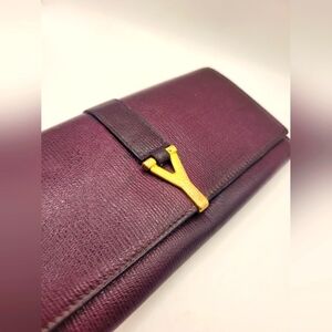 Yves Saint Laurent Leather Purple Wallet